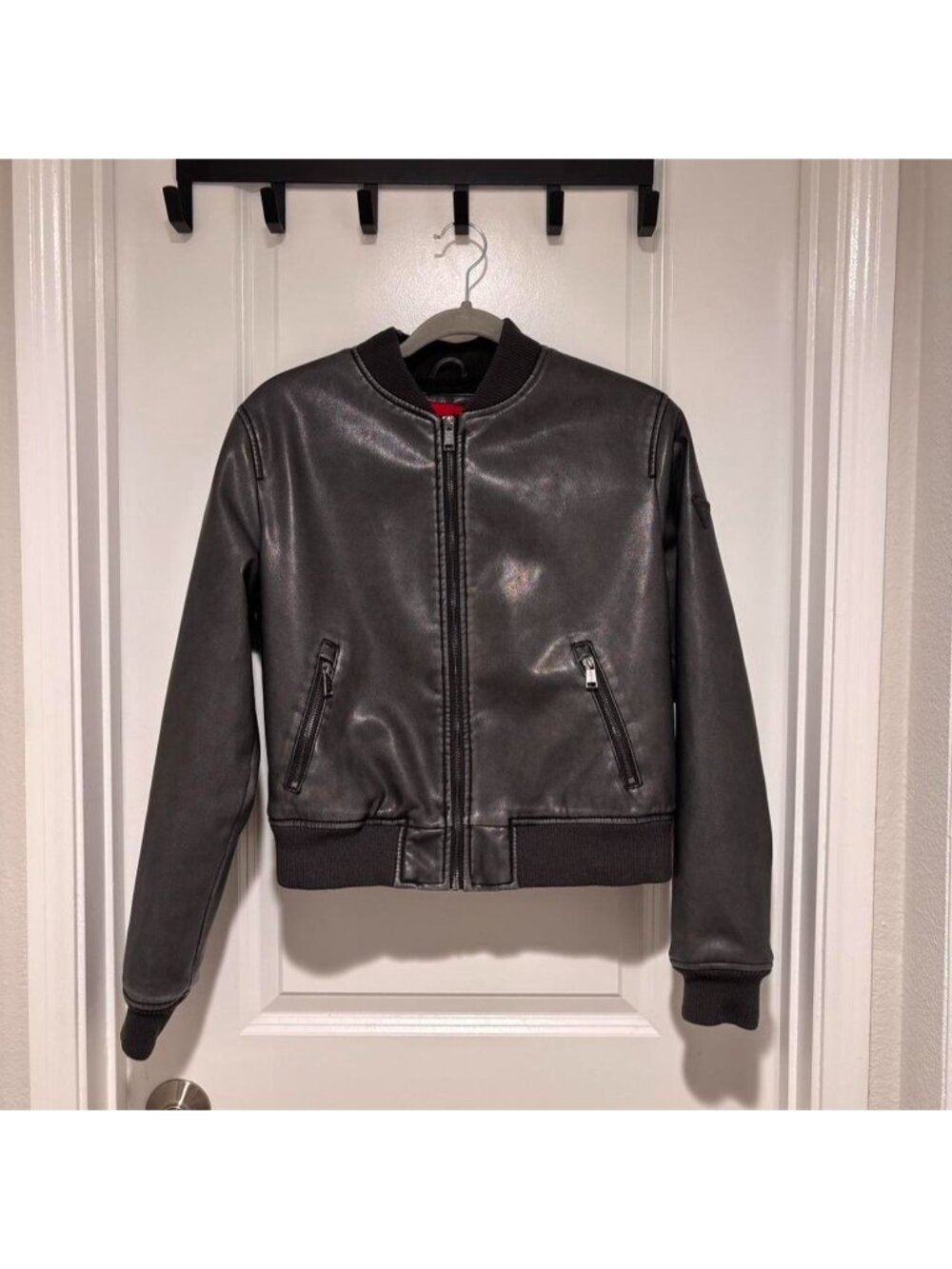 Guess faded leather bomber jacket Size MLike...